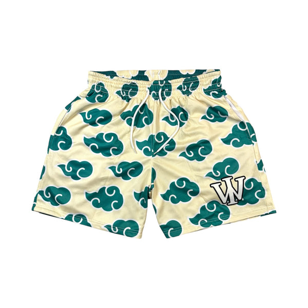 GREEN & BEIGE CLOUD SHORTS